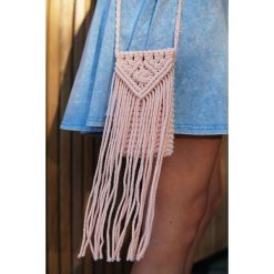 Torebka Natalie Peach. Pomarańczowe torebki klasyczne damskie Pakamera, bez wzorów, z bawełny, boho, na ramię, bez dodatków. Za 80,00 zł.