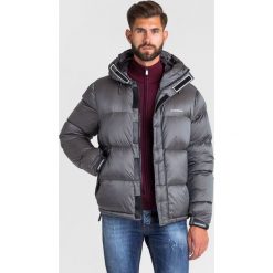 KURTKA PUCHOWA EMPORIO ARMANI. Szare płaszcze męskie Emporio Armani, m, z nadrukiem, z puchu, bez kaptura. Za 1397,40 zł.