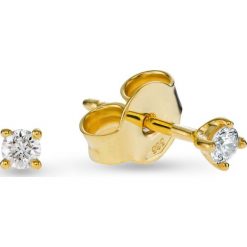 Wspaniałe Kolczyki Złote - złoto żółte 585, Brylant 0,10ct. Żółte kolczyki damskie marki W.KRUK, z brylantem, złote. Za 1490,00 zł.