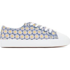 Niskie trampki w kwiatki 26-39. Szare buty dziewczęce sportowe La Redoute Collections, w kwiaty, z materiału. Za 70,52 zł.