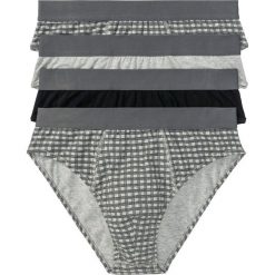 Slipy maxi (4 pary) bonprix jasnoszary melanż + czarno-szary z nadrukiem. Szare slipy męskie bonprix, xl, z nadrukiem. Za 27,96 zł.
