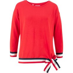Bluza z rękawami 3/4 bonprix truskawkowy. Czerwone bluzy damskie bonprix, bez wzorów, bez rękawów, bez kaptura. Za 69,99 zł.