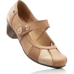 Buty ślubne damskie: Wygodne czółenka skórzane z paskiem bonprix wielbłądzia wełna