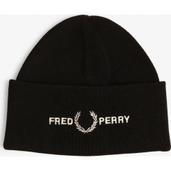 Fred Perry - Czapka męska, czarny. Czarne czapki męskie Fred Perry, z haftami, z dzianiny. Za 229,95 zł.