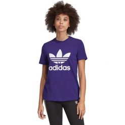 Adidas Originals Trefoil Koszulka Fioletowy. Fioletowe koszulki damskie adidas Originals, s, z nadrukiem, z elastanu, bez kołnierzyka. Za 111,95 zł.