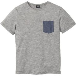 T-shirt melanżowy z kieszonką z batystu bonprix ciemnooliwkowy melanż. Zielone t-shirty męskie bonprix, s, bez wzorów, z tkaniny, bez kołnierzyka. Za 19,99 zł.