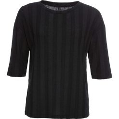 Shirt w strukturalny wzór bonprix czarny. Czarne koszulki damskie bonprix, bez wzorów, z okrągłym kołnierzem, bez rękawów. Za 37,99 zł.
