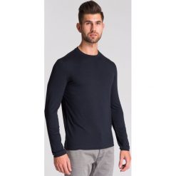 Granatowy longsleeve męski - Granatowy. Niebieskie bluzy męskie Armani Collezioni, xl, bez wzorów, z wiskozy, z okrągłym kołnierzem, bez rękawów, bez kaptura. Za 199,60 zł.