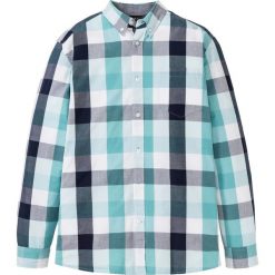 Koszula z długim rękawem bonprix zieleń morska-biały. Zielone koszule męskie bonprix, xl, bez wzorów, z bawełny, bez kołnierzyka, z długim rękawem. Za 79,99 zł.