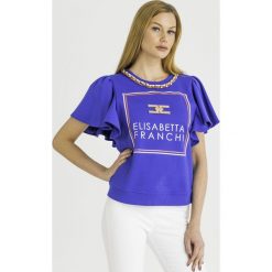 BLUZA Elisabetta Franchi. Białe bluzy damskie Elisabetta Franchi, bez wzorów, bez rękawów, bez kaptura. Za 999,00 zł.