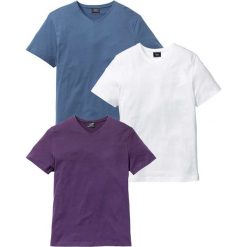 T-shirt bonprix jagodowy + niebieski dżins + biały. Fioletowe koszulki męskie bonprix, s, bez wzorów, z dekoltem w serek, bez rękawów. Za 74,97 zł.