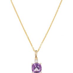 Złoty naszyjnik z diamentową zawieszką. Żółte naszyjniki damskie Diamond & Co, z ametystem, złote. W wyprzedaży za 329,95 zł.