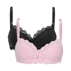 Cellbes Biustonosz z fiszbinami 2 Pack jasnoróżowy czarny female różowy/czarny 70C. Różowe biustonosze Cellbes, z aplikacjami, z koronki. W wyprzedaży za 79,00 zł.