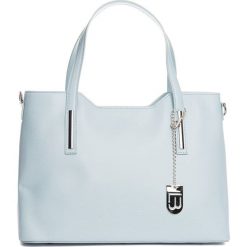 Torebki klasyczne damskie: Skórzana torebka w kolorze błękitnym – 45 x 37 x 16 cm