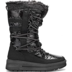 Tom Tailor Śniegowce Czarny. Czarne śniegowce damskie Tom Tailor, na zimę, z materiału, bez zapięcia. Za 399,95 zł.