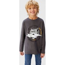 Mango Kids - Longsleeve dziecięcy Rayo 110-164 cm. Szare t-shirty chłopięce Mango Kids, z nadrukiem, z bawełny, bez rękawów. Za 45,90 zł.