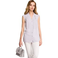 ETEL Bluzka bez rękawów zapinana na guziczki - szara. Szare bluzki damskie Stylove, s, bez wzorów, z elastanu, bez kołnierzyka, bez rękawów. Za 119,00 zł.