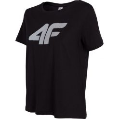 T-shirt damski TSD304 - głęboka czerń. Czarne t-shirty damskie 4f, bez wzorów, bez kołnierzyka. Za 29,99 zł.