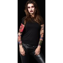 T-shirty damskie: Czarny t-shirt damski z tatuażami Dark Circus