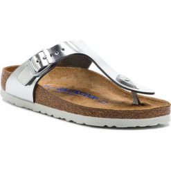 Japonki BIRKENSTOCK - Gizeh Bs 1003675 Silver. Szare klapki damskie Birkenstock, bez wzorów, ze skóry, bez obcasa. Za 349,00 zł.