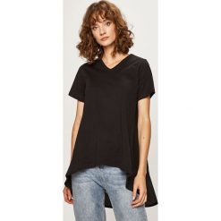 Answear - T-shirt. Czarne bluzki damskie ANSWEAR, s, bez wzorów, z bawełny, bez kołnierzyka. W wyprzedaży za 49,90 zł.