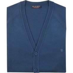 Niebieski sweter/cardigan casual SW26. Niebieskie swetry męskie Lanieri Fashion - swetry męskie, m, bez wzorów, z bawełny, casualowe, krótkie. Za 148,50 zł.