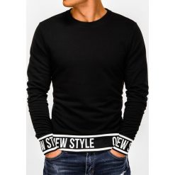 Bluza męska bez kaptura z nadrukiem B930 - czarna. Czarne bluzy męskie Ombre Clothing, s, z nadrukiem, z bawełny, klasyczne, z kapturem, bez rękawów, bez kaptura. Za 39,00 zł.