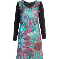 Sukienka w kolorze czarno-turkusowym. Niebieskie sukienki damskie Coline, m, bez wzorów, bez kołnierzyka, bez rękawów, midi. W wyprzedaży za 59,95 zł.