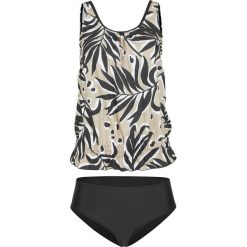 Tankini (2 części) bonprix czarno-brunatny z nadrukiem. Czarne stroje kąpielowe damskie bonprix, z nadrukiem. Za 54,99 zł.