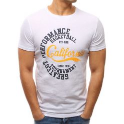 T-shirty męskie: T-shirt męski z nadrukiem biały (rx2593)