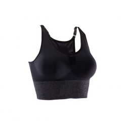 Stanik YOGA bez szwów. Czarne biustonosze bardotka DOMYOS, z elastanu. Za 64,99 zł.