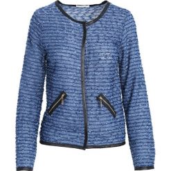Granatowy Kardigan Semiarid. Niebieskie żakiety damskie Born2be, xl, bez wzorów, eleganckie, z krótkim rękawem, krótkie, bez kaptura. Za 39,99 zł.