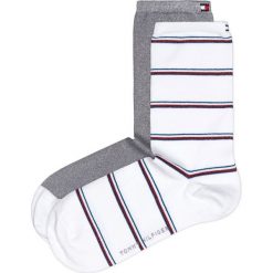 Tommy Hilfiger 2-pack Skarpetki Biały Szary Srebrny. Szare skarpetki damskie TOMMY HILFIGER, w paski, z elastanu. Za 52,95 zł.