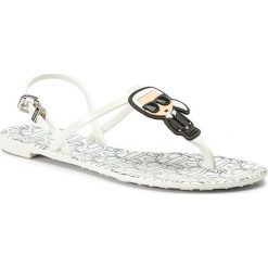 Sandały KARL LAGERFELD - KL80082 Silver Rubber. Białe klapki damskie KARL LAGERFELD, bez wzorów, z tworzywa sztucznego, bez obcasa, na obcasie. Za 319,00 zł.
