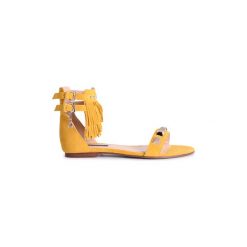 Sandały Patrizia Pepe 2V6305/A1YZ-Y274. Żółte sandały damskie Patrizia Pepe, bez wzorów, bez obcasa, bez zapięcia. Za 289,00 zł.
