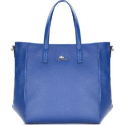 Torebka damska. Niebieskie torebki klasyczne damskie Wittchen, w paski, ze skóry, eleganckie, duże, bez dodatków. W wyprzedaży za 399,90 zł.