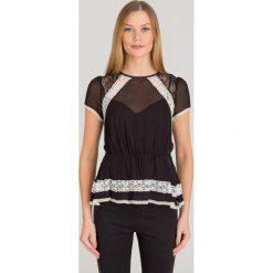 BLUZKA TWINSET. Czarne bluzki damskie Twinset, bez wzorów, z tkaniny, z okrągłym kołnierzem, bez rękawów. Za 344,50 zł.