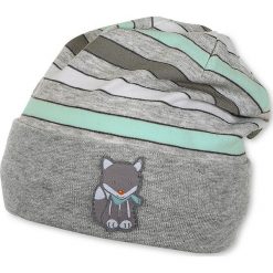 Czapka beanie w kolorze szarym. Szare czapeczki niemowlęce marki Sterntaler, w paski. W wyprzedaży za 25,95 zł.