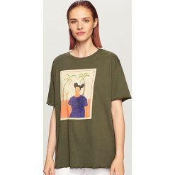 Bluzki, topy, tuniki: T-shirt re art – Khaki