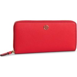 Duży Portfel Damski TORY BURCH - Robinson Zip Continental Wallet 52707 Brilliant Red 612. Czerwone portfele damskie Tory Burch, bez wzorów, ze skóry. W wyprzedaży za 679,00 zł.