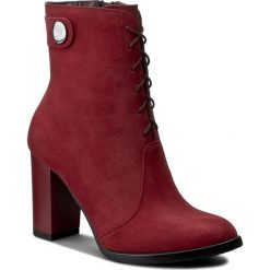 Botki KOTYL - 6939 Bordo Nubuk. Czerwone botki damskie na obcasie marki Kotyl, z nubiku. W wyprzedaży za 289,00 zł.