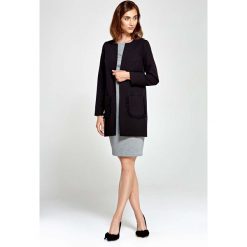 Czarny Długi Żakiet Marynarka z Falbankami przy Kieszeniach. Czarne marynarki damskie NIFE, xl, z elastanu. Za 159,90 zł.
