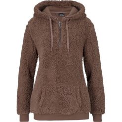 Bluza z polaru baranka bonprix brązowy. Pomarańczowe bluzy damskie bonprix, bez wzorów, z polaru, bez rękawów, bez kaptura. Za 84,99 zł.