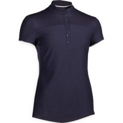 Koszulka jeździecka polo 500 damska. Niebieskie koszulki damskie FOUGANZA, xs, bez wzorów, z elastanu, bez rękawów. Za 59,99 zł.