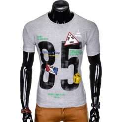 T-shirt męski z nadrukiem S990 - szary. Szare t-shirty męskie Ombre Clothing, s, z nadrukiem, bez kołnierzyka. Za 15,99 zł.