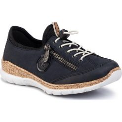 Półbuty RIEKER - N4263-14 Navy 1. Niebieskie półbuty damskie Rieker, z materiału. Za 279,99 zł.