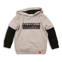 Bluza w kolorze szaro-czarnym. Szare bluzy niemowlęce Mayoral, Minoti, z nadrukiem, bez rękawów, bez kaptura. W wyprzedaży za 64,95 zł.