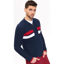 SWETER ROZPINANY TYPU BOMBER. Czarne swetry rozpinane męskie marki Top Secret, na lato, m, z dzianiny, z golfem. Za 149,99 zł.