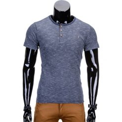 T-shirty męskie: T-SHIRT MĘSKI BEZ NADRUKU S742 – GRANATOWY