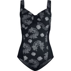 Kostium kąpielowy bonprix czarno-biały wzorzysty. Czarne stroje kąpielowe damskie marki bonprix, bez wzorów. Za 74,99 zł.